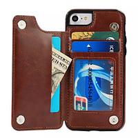For Apple iPhone 7 Plus 7 Case Cover Card Holder with Stand Back Cover Solid Color Hard PU Leather 6s Plus 6 Plus 6 6s