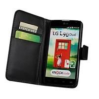 For LG Case Card Holder / Wallet / with Stand / Flip Case Full Body Case Solid Color Hard PU Leather LG L90