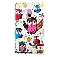 For Nokia Case Wallet / Card Holder / with Stand Case Full Body Case Owl Hard PU Leather Nokia Nokia Lumia 520