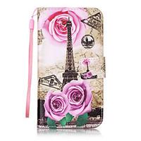 For LG K10 K8 K7 LS770 LS775 V20 Case Cover Tower Pattern Painting Card Stent PU Leather