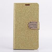 For Samsung Galaxy Note 4 Case Cover Card Holder Wallet Rhinestone with Stand Flip Full Body Case Solid Color Glitter Shine Hard PU Leather