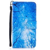 For Apple iPhone 7 7 Plus 6S 6 Plus SE 5S 5 5C Case Cover Blue Woods Pattern Painted Card Stent PU Material Phone Case