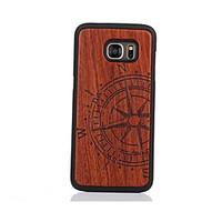 For Samsung Galaxy S7 S7edge Case Cover Half Compass Pattern Case Back Cover Case Hard Wooden and PC Material Combination