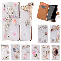 For Samsung Galaxy Note Card Holder / Rhinestone / with Stand / Flip Case Full Body Case Glitter Shine PU Leather SamsungNote 5 / Note 4