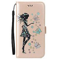 For Huawei P8 Lite 2017 P10 Case Cover Butterfly Girl Pattern Embossed Flash Powder PU Skin Material Card Stent Phone Case P10 P9 P8 Lite Y5 II Y6 II