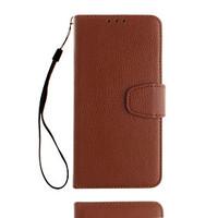 For Sony Xperia E5 Card Holder Case Full Body Case Solid Color Soft PU Leather