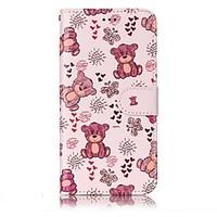 For LG G6 Case Cover Bear Pattern Shine Relief PU Material Card Stent Wallet Phone Case