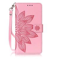 For Huawei P9 Lite P8 Lite Y6 II Y5 II PU Leather Material Half Flower Pattern Embossing Solid Color Phone Case