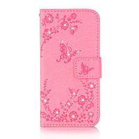 For iPhone 7 7 Plus 6S 6 Plus SE 5S Case Cover Butterfly Love Flowers Pattern Embossed Point Drill PU Material Phone Case