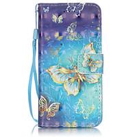 For iPhone 7 Plus PU Leather Material 3D Painting Gold Butterfly Pattern Phone Case for iPhone 6s 6 Plus SE 5s 5