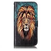 For Samsung Galaxy A3 A5 (2017) Case Cover Lion Pattern Shine Relief PU Material Card Stent Wallet Phone Case