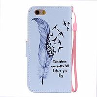 For iPhone 6 Case / iPhone 6 Plus Case Card Holder / Wallet / with Stand / Flip / Pattern Case Full Body Case Feathers Hard PU Leather