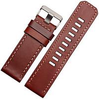For Garmin Fenix 3 24mm BUREI Watch Band Strap Solid color Leather Classic Buckle