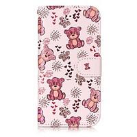 For Apple iPhone 7 7 Plus 6S 6 Plus SE 5S 5 Case Cover Bear Pattern Shine Relief PU Material Card Stent Wallet Phone Case
