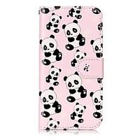 For Apple iPhone 7 7 Plus 6S 6 Plus SE 5S 5 Case Cover Panda Pattern Shine Relief PU Material Card Stent Wallet Phone Case