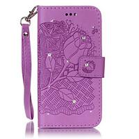 For Samsung Galaxy S7 edge S7 Rhinestone Card Holder with Stand Flip Case Full Body Case Big FlowerHard PU Leather for S6 edge S6 S5mini S5 S4mini S4