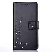 For Huawei P9 P9 Lite Rhinestone Card Holder with Stand Flip Case Full Body Case Flower Hard PU Leather for P9 Plus P8
