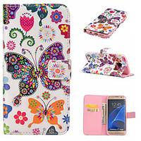 For Samsung Galaxy S7 Edge Card Holder / Wallet / with Stand / Flip Case Full Body Case Butterfly PU Leather SamsungS7 edge plus / S7