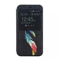 For Samsung Galaxy Case with Stand / with Windows / Flip / Pattern Case Full Body Case Feathers PU Leather Samsung Xcover 3 / J5