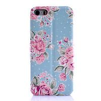 For iPhone 5 Case Card Holder / with Stand / Flip / Pattern Case Full Body Case Flower Hard PU Leather iPhone SE/5s/5