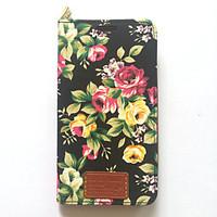 For Samsung Galaxy Note 3 Case Cover Card Holder with Stand Flip Pattern Full Body Case Flower Hard PU Leather