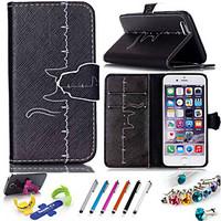 For iPhone 6 Case / iPhone 6 Plus Case Wallet / Card Holder / with Stand / Flip / Pattern Case Full Body Case Black White HardPU