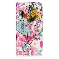 For LG G6 Case Cover Elephant And Flowers Pattern Shine Relief PU Material Card Stent Wallet Phone Case