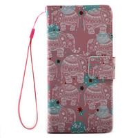 For Xperia X XA XP XZ Case Cover Auspicious Elephant Pattern Painting PU Leather Material Card Stent