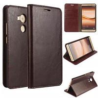 For Huawei Case / Mate 8 Wallet / Card Holder / with Stand / Flip Case Full Body Case Solid Color Hard Genuine Leather HuaweiHuawei Mate