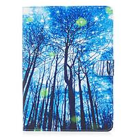 For Apple iPad Pro 9.7\'\' iPad Air 2 iPad Air iPad 4 3 2 Case Cover Blue Woods Pattern Painted Card Stent Wallet PU Skin Material Flat Protective Shell