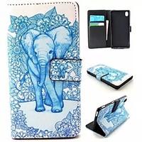 For Sony Case Wallet / Card Holder / with Stand / Flip Case Full Body Case Elephant Hard PU Leather for Sony Sony Xperia M4 Aqua