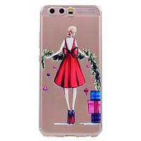 For Huawei P10 P10 Lite Phone Case Red Skirt Girl Pattern Soft TPU Material Phone Case P10 Plus P8 Lite (2017)