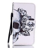 For iPhone 5 Case Wallet / Card Holder / with Stand / Flip / Pattern Case Full Body Case Skull Hard PU Leather iPhone SE/5s/5