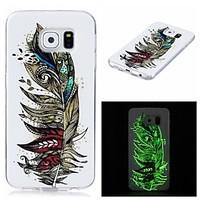 For Samsung Galaxy S7 edge S6 Cover Case Glow in The Dark IMD Pattern Case Back Feathers Soft TPU for S7 S6 edge S5