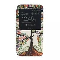 For Samsung Galaxy Case with Stand / with Windows / Flip / Pattern Case Full Body Case Tree PU Leather Samsung Xcover 3 / J5