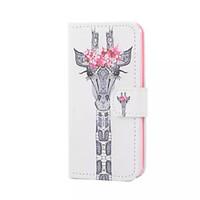 For iPhone 5 Case Card Holder / with Stand / Flip / Pattern Case Full Body Case Animal Hard PU Leather iPhone SE/5s/5