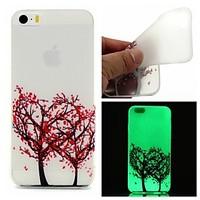 For iPhone 5 Case Glow in the Dark Case Back Cover Case Tree Soft TPU iPhone SE/5s/5