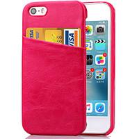 For iPhone 5 Case Card Holder / with Stand Case Back Cover Case Solid Color Hard PU Leather iPhone SE/5s/5