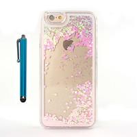 For Case Cover Flowing Liquid Transparent Back Cover Case With Stylus Glitter Shine Hard PC for Apple iPhone 7 Plus 7 6s Plus 6 Plus 6s 6 5 5s se