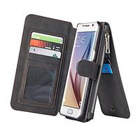 For Samsung Galaxy S7 Edge Card Holder / Wallet / with Stand / Flip Case Full Body Case Solid Color PU Leather SamsungS7 edge / S7 / S6