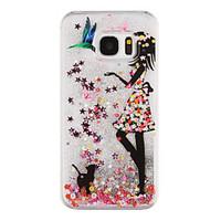 For Samsung Galaxy S8 Plus S8 Phone Case Girl Pattern Flowing Quicksand Liquid Glitter Plastic PC Materia S7 edge S7