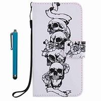 For Case Cover Card Holder Wallet with Stand Flip Pattern Full Body Case With Stylus Skull Hard PU Leather for Apple iPhone 7 Plus 7 6s Plus 6s 5s