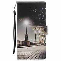 For Xperia XA Ultra X Performance Z5 Case Cover City Scenery Painted Lanyard PU Phone Case
