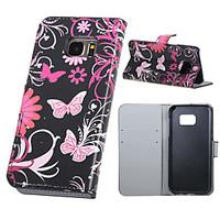 For Samsung Galaxy S7 Edge Wallet / Card Holder / with Stand / Flip Case Full Body Case Butterfly PU Leather Samsung S7 edge / S7