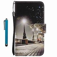 For Samsung Galaxy A5(2016) A3(2016) Case Cover with Stylus City Scenery Painted PU Phone Case