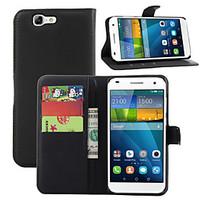 For Huawei Case Wallet / Card Holder / with Stand / Flip Case Full Body Case Solid Color Hard PU Leather Huawei Huawei G7