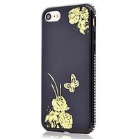 For Gold-Plated Flower Butterfly Pattern Side Rhinestone Mirror Function Soft TPU Phone Case for iPhone 7 Plus 7 6S Plus 6S 6