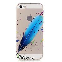 For iPhone 5 Case Translucent / Pattern Case Back Cover Case Feathers Soft TPU iPhone SE/5s/5