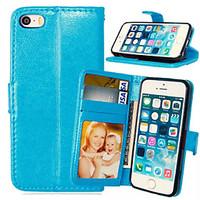 For iPhone 5 Case Wallet / Card Holder / with Stand / Flip Case Full Body Case Solid Color Hard PU Leather iPhone SE/5s/5