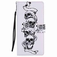 For Xperia XA Ultra X Performance Z5 Case Cover Skull Painted Lanyard PU Phone Case